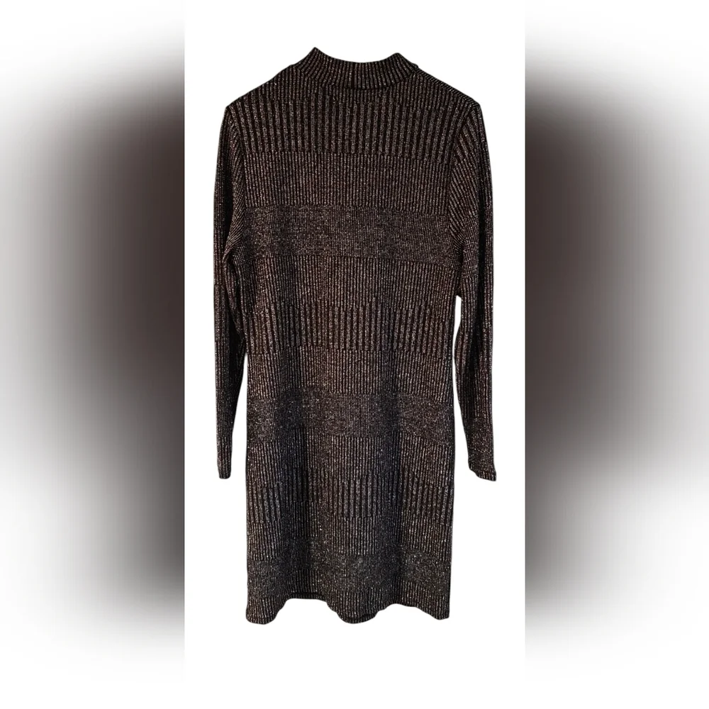 Ophelia Roe - NEW Women's Mock Neck Form- Fitted Midi Multicolor Shimmery Dress﻿ - Picture 2 of 7